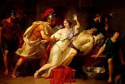 Cleopatra defeated by Octavian